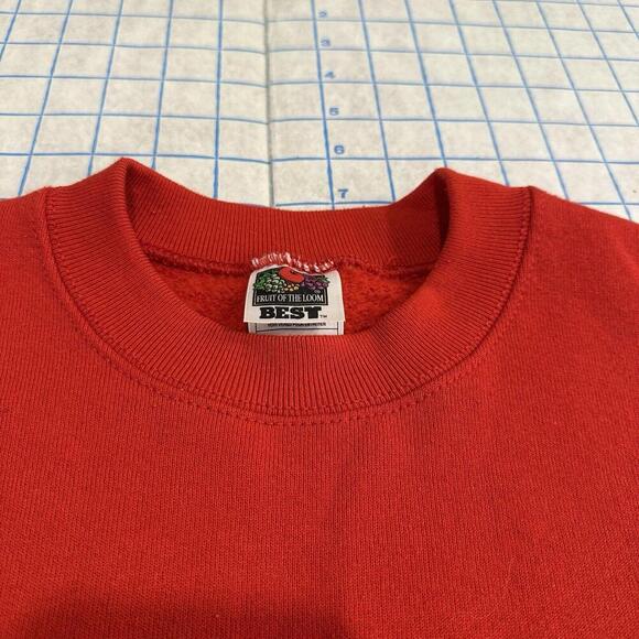 Vintage 90s Blank Red Fruit Of The Loom Best Sweatshirt Size Medium Made In USA - Picture 10 of 15